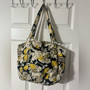 Vera Bradley Floral Shoulder Bag - Yellow, Black, White